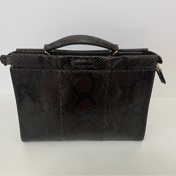Fendi Peekaboo Fit Dark Brown Python Exotic Leather Bag for Men/Women - Picture 14 of 15